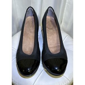 Clarks Petula Sadie Black Leather Wedge Heels Comfort Shoes Women US 8 -NWOT